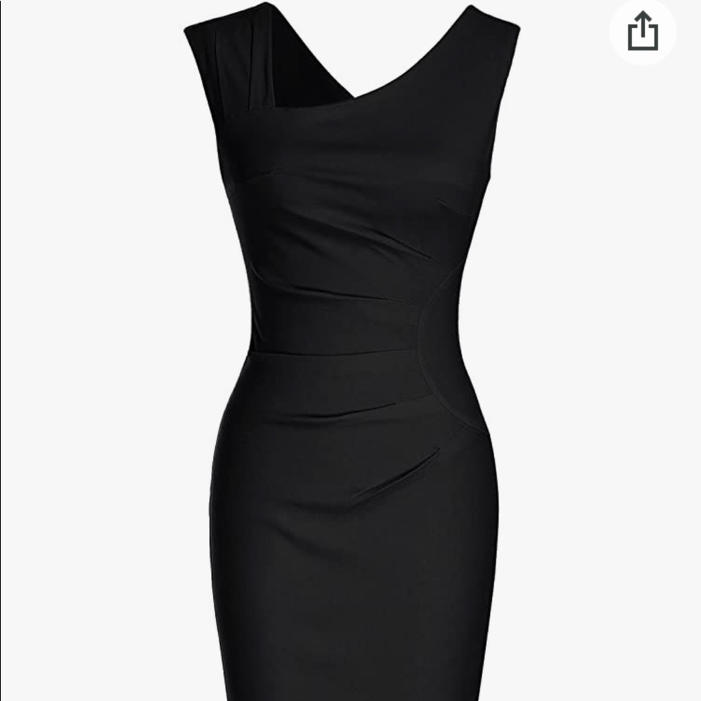NWT MUXXN asymmetrical neck black pencil dress - Size S